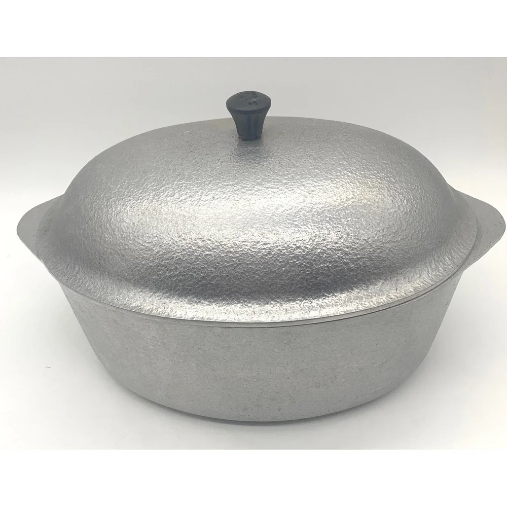 Club Aluminum Dutch Oven 15 Inch Silver Hammered Cast Aluminum Oval Roaster Lid